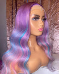 Purple Highlight Hair Lace Front Wig