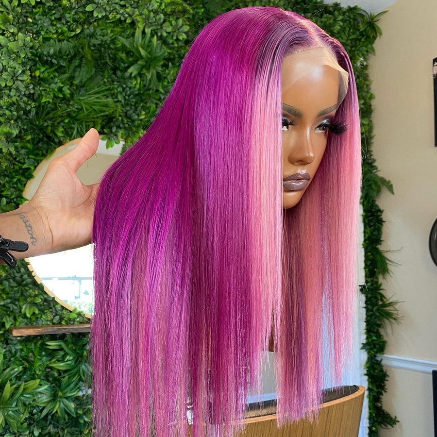 NHA Purple Highlight Straight Wig