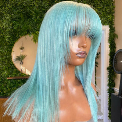 NHA Arctic Blue Straight Wig with Bang