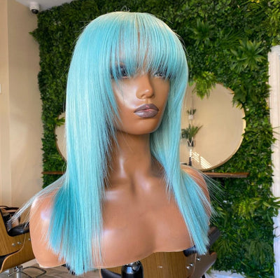 NHA Arctic Blue Straight Wig with Bang