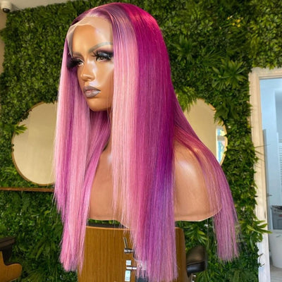 NHA Purple Highlight Straight Wig