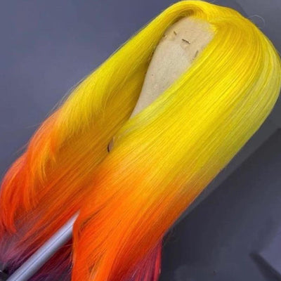 Fire Orange Ombre Hair Lace Front Wig