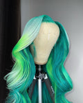 Green Ombre Highlight Hair Lace Front Wig