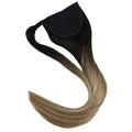 Balayage Drawstring Black Blonde Ombre Silky Straight Ponytail