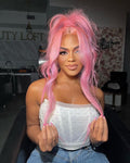 Shop Look Light Baby Pink Human Hair Lace Front Wig