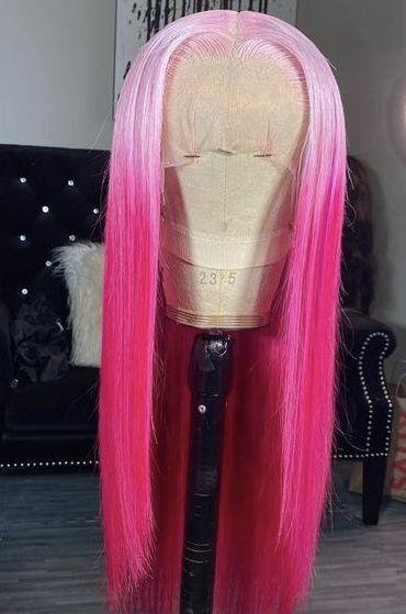 NHA Straight Light Pink and Dark Pink Ombre Lace Wig