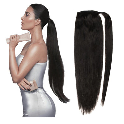 Black Remy Luxury Ponytail Human Hair Extension