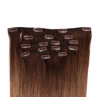 NHA Brown Ombre Straight Clip in Human Hair Extension