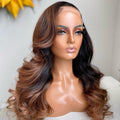 Brown Ombre 24 Inch Black Natural Wave Full Lace Wig